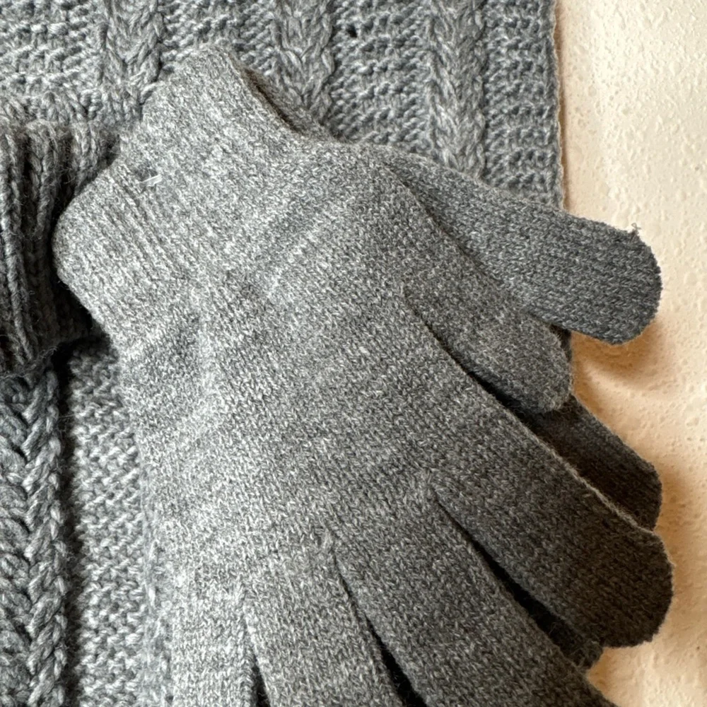 Juicy couture Gray Knit‎ Scarf, Hat, and Gloves Set